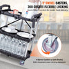 VEVOR Foldable Utility Service Cart, 3 Shelf 165LBS Heavy Duty Plastic Rolling Cart with Lockable Wheels, Ergonomic Handle, Portable Garage Tool Cart for Warehouse/Office/Home(25.62"x15.43"x32.76")
