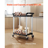 VEVOR Utility Cart, 300 lbs Load Capacity, 2-tier Utility Plastic Cart with 360° Swivel Wheels (2 with Brakes), 24.4 x 16.1-inch Food Service Cart for Warehouse, Office, Home, Restaurant, Kitchen