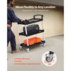 VEVOR Utility Cart, 300 lbs Load Capacity, 3-tier Utility Plastic Cart with 360° Swivel Wheels (2 with Brakes), 24.4 x 16.1-inch Food Service Cart for Warehouse, Office, Home, Restaurant, Kitchen