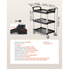 VEVOR Utility Cart, 300 lbs Load Capacity, 3-tier Utility Plastic Cart with 360° Swivel Wheels (2 with Brakes), 24.4 x 16.1-inch Food Service Cart for Warehouse, Office, Home, Restaurant, Kitchen