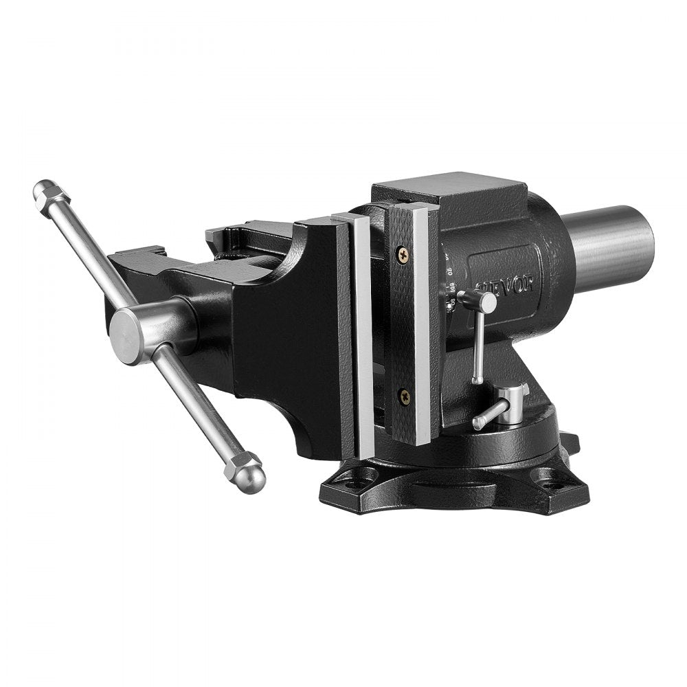 VEVOR Heavy Duty Bench Vise, 5.5" Jaw Width, Double Swivel Rotating Multi-Purpose Bench Vise, with 360° Locking Swivel Base and Head, 2.76" Throat Depth, 5" Max Jaw Opening, for Drilling Pipe Cutting
