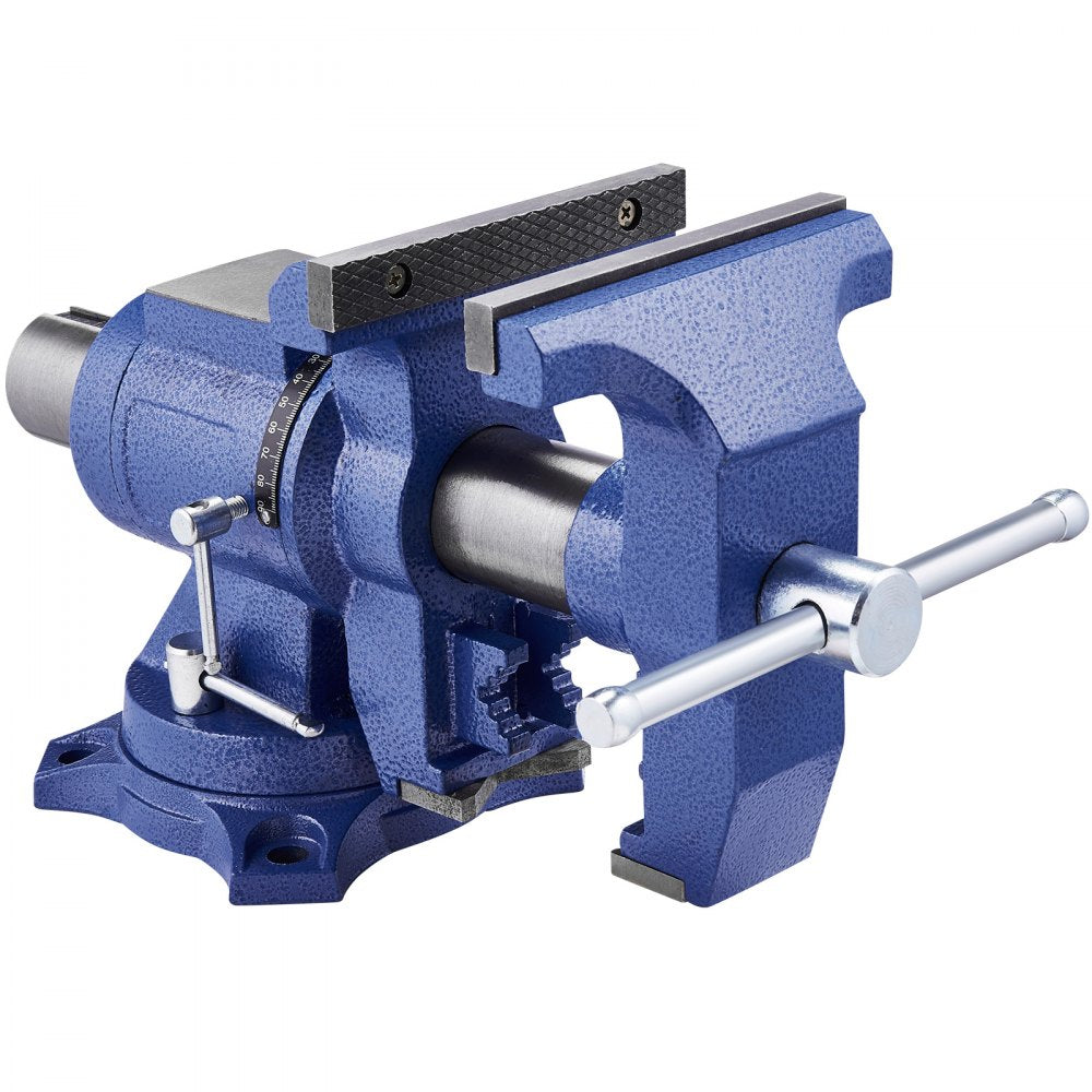 VEVOR Heavy Duty Bench Vise, 6-1/2" Jaw Width, 5" Max Jaw Opening Multi-Purpose Ductile Iron Bench Vise with Anvil, 360° Swivel Base Head, 3" Throat, 5620 lbs Clamp Force, for Pipe Repairing Metalworking