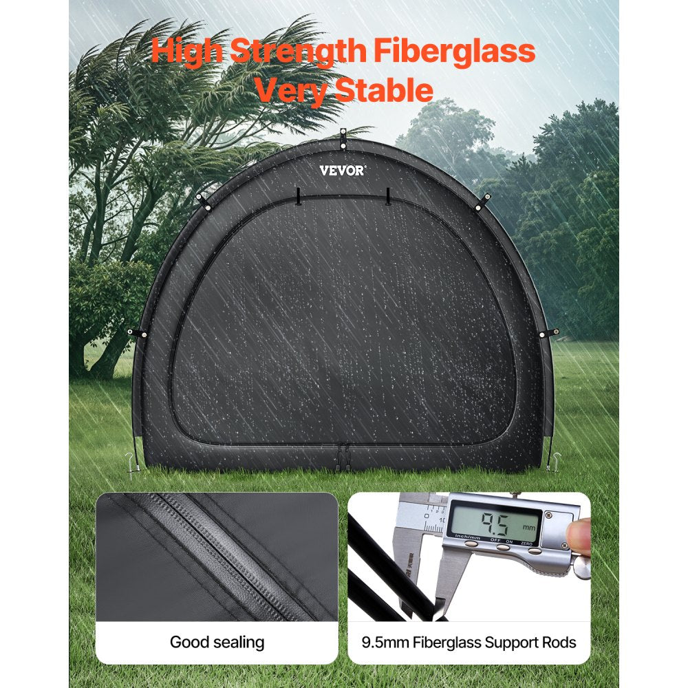 VEVOR Bike Storage Tent, 4 to 5 Bikes, Outdoor Spacious Bike Storage Tent with Ventilated Window, Waterproof Fan-Shaped Bike Tent with High Strength Fiberglass & Dual Zippers, Fit for Bicycle