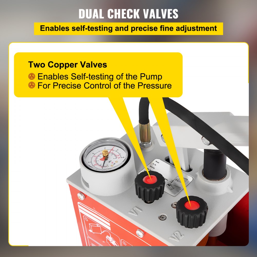 VEVOR Hydrostatic Pressure Test Pump, Test Up to 60 bar/860 psi, 3.2 Gallon Tank, Hydraulic Manual Water Pressure Tester Kit with Three-Unit Gauge & R 1/2\" Connection for Pipeline Fluid Pressure Test