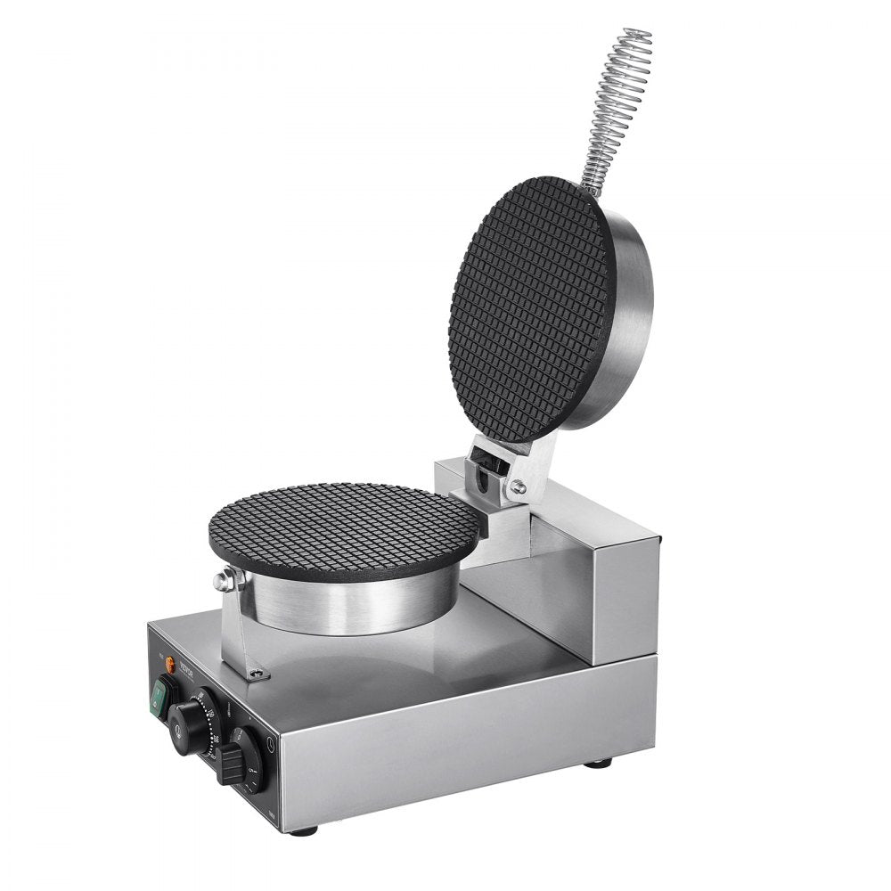 VEVOR Electric Ice Cream Cone Maker, Commercial 1230W Waffle Cone Machine, Non-Stick Stainless Steel Egg Roll Mold, with Temperature and Time Control, Handle, for Restaurant Bakery Snack Bar Family