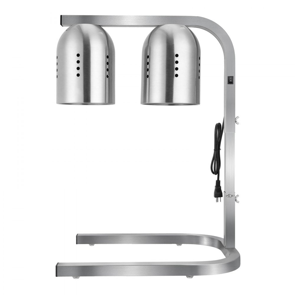 VEVOR Food Heat Lamp, 500W Bulbs, Commercial Food Warmer Light, Electric Stainless Steel French Fry Heating Lamp, Free-standing, Catering Food Warming Equipment for Kitchen Buffet Restaurant, Silver