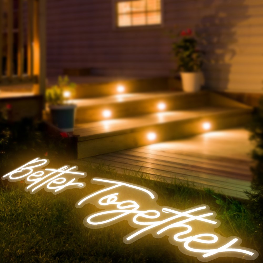 VEVOR Better Together Neon Sign, 13" x 7" +18" x 8" Warm White LED lights Sign, Adjustable Brightness with Remote Control, Used for Home, Party, Wedding, and Bar Decoration (Power Adapter Included