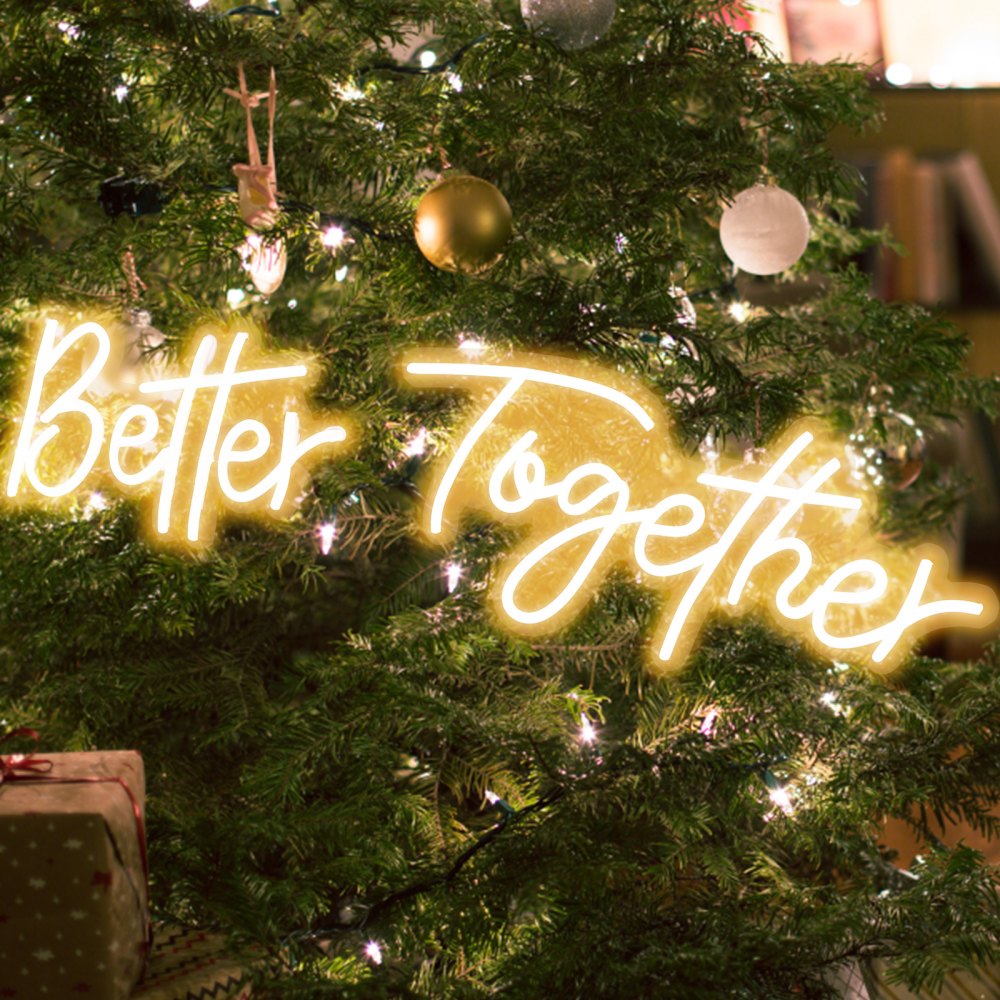 VEVOR Better Together Neon Sign, 13" x 7" +18" x 8" Warm White LED lights Sign, Adjustable Brightness with Remote Control, Used for Home, Party, Wedding, and Bar Decoration (Power Adapter Included