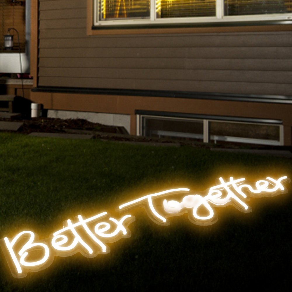 VEVOR Better Together Neon Sign, 13" x 7" +18" x 8" Warm White LED lights Sign, Adjustable Brightness with Remote Control, Used for Home, Party, Wedding, and Bar Decoration (Power Adapter Included