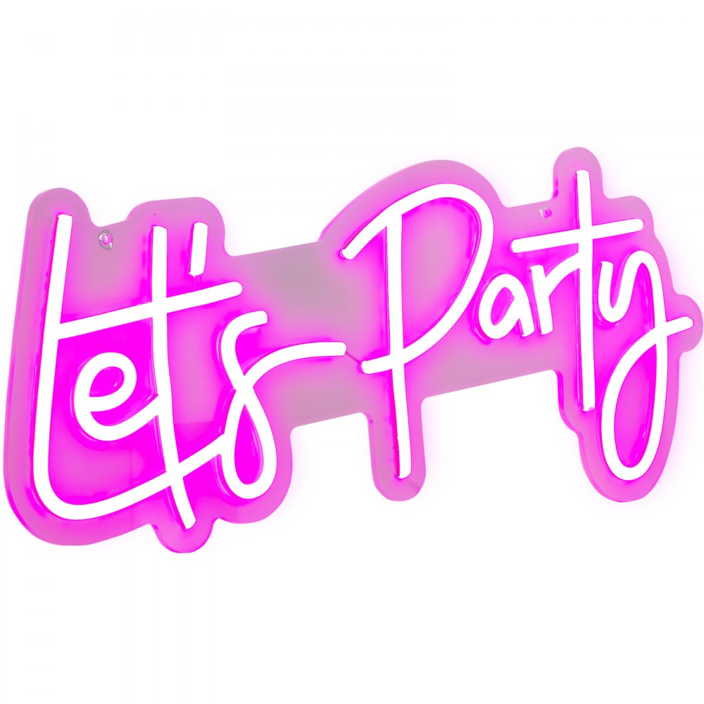 VEVOR Let's Party Neon Sign, 23"X10" Neon Sign for Wall Decor, Adjustable Brightness Pink Neon Light Sign with Remote Control and Power Adapter, for Party/Wedding Celebration/Home Decoration