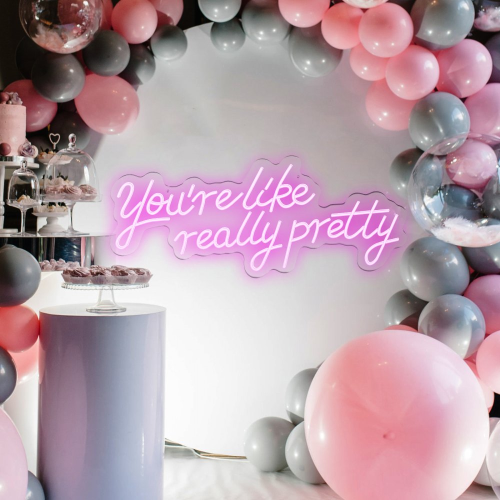 VEVOR You're Like Really Pretty Neon Sign, 27.5" x 12" Pink LED Neon Signs for Wall Decor, Large Lights Sign with Remote Control and Power Adapter, Used for Party, Wedding, Living Room, Office