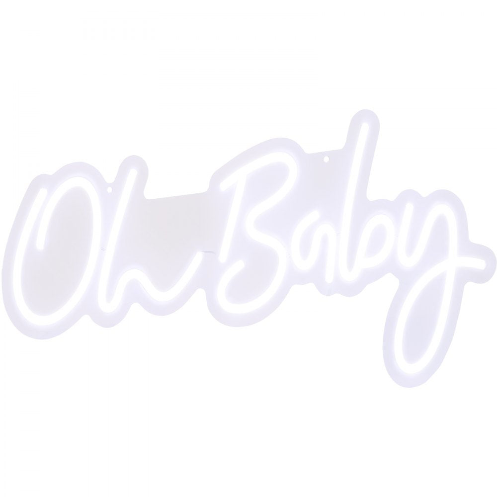 VEVOR Oh Baby Neon Sign for Wall Decor, with Remote Control and Dimmable Switch for Baby Shower decorations, Birthday Party, Wedding Decor, 23.5x12 inches (Warm White)