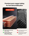 Pure copper tubing condenser comparison - faster dehumidification infographic