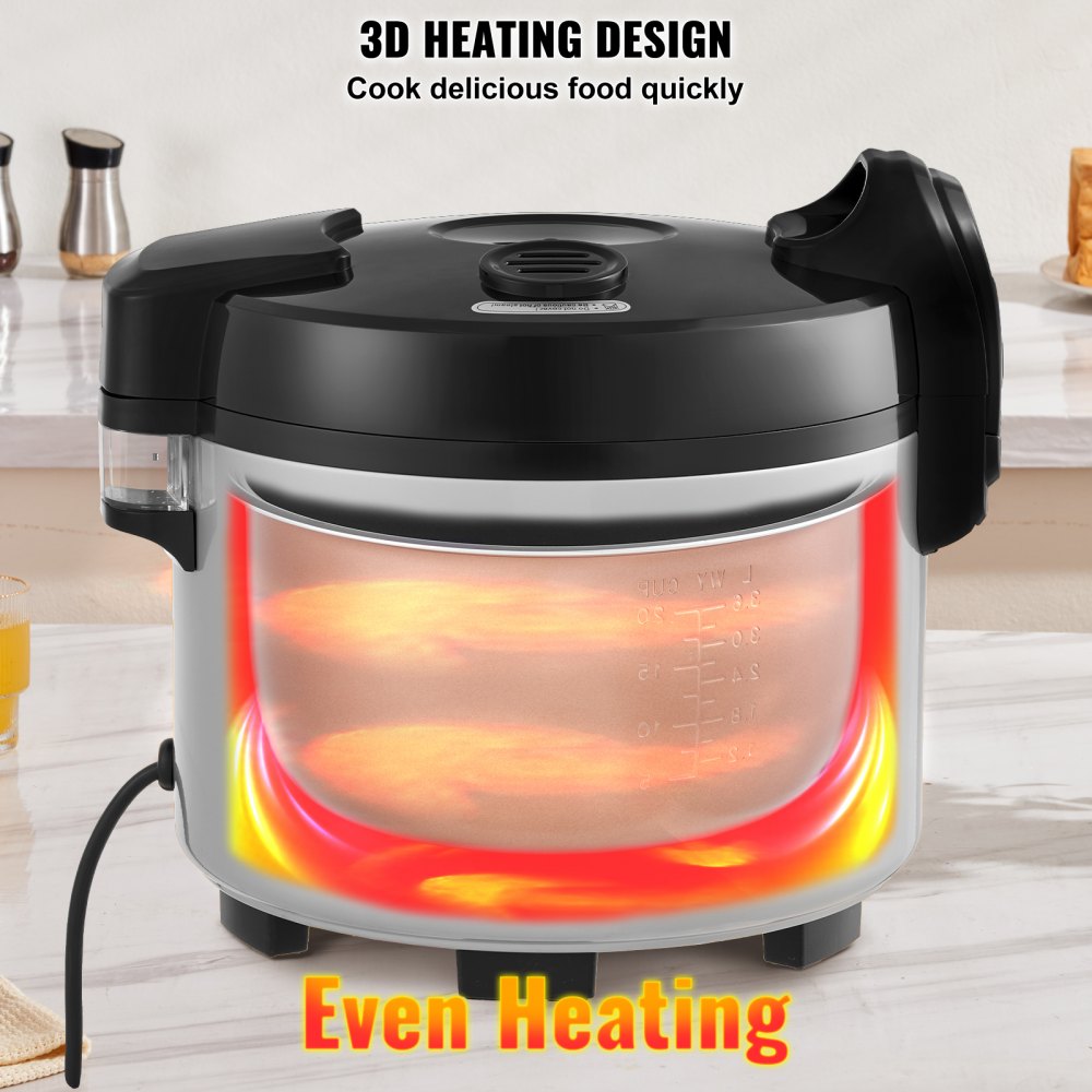 VEVOR Commercial Rice Cooker, 70-Cup Rice Cooker, 15.85 Qt / 15 Liter Large Rice Cooker and Warmer with Nonstick Inner Pot, Fast Cooking and 12-Hour Keep Warm, with Rice Cup and Paddle, for Restaurant