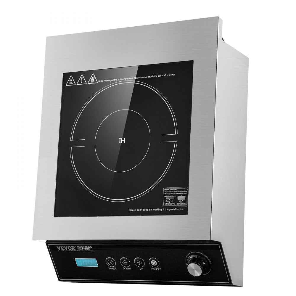 VEVOR Portable Induction Cooktop, 5000W Commercial Induction Burner with 16 Temperature Settings, Stainless Steel Countertop Induction Hot Plate with 4H Timer, Child Lock, for Restaurant Cooking