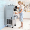 VEVOR Commercial Ice Cream Machine, 20-28L/H Yield, 2200W 3-Flavor Freestanding Soft Serve Ice Cream Maker with 2 x 6L Hoppers & Built-In Puffing Pump, Pre-Cooling Low-Mix Alert for Snack Dessert Shop