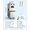 VEVOR Commercial Ice Cream Machine, 34-44L/H Yield, Dual-Compressor Freestanding Soft Serve Ice Cream Maker with 2*10L Hoppers & 3 Flavors, Pre-Cooling Puffing Low-Mix Alert for Snack Dessert Shops