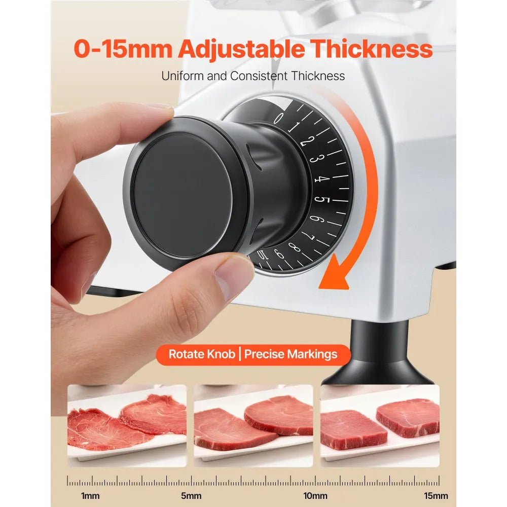 VEVOR Commercial Meat Slicer, 320W Electric Deli Food Slicer with 12" Carbon Steel Blade, Built-In Sharpener & 0-0.6" Adjustable Thickness for Frozen Meat, Ham, Baguett, Steak, UL Approved