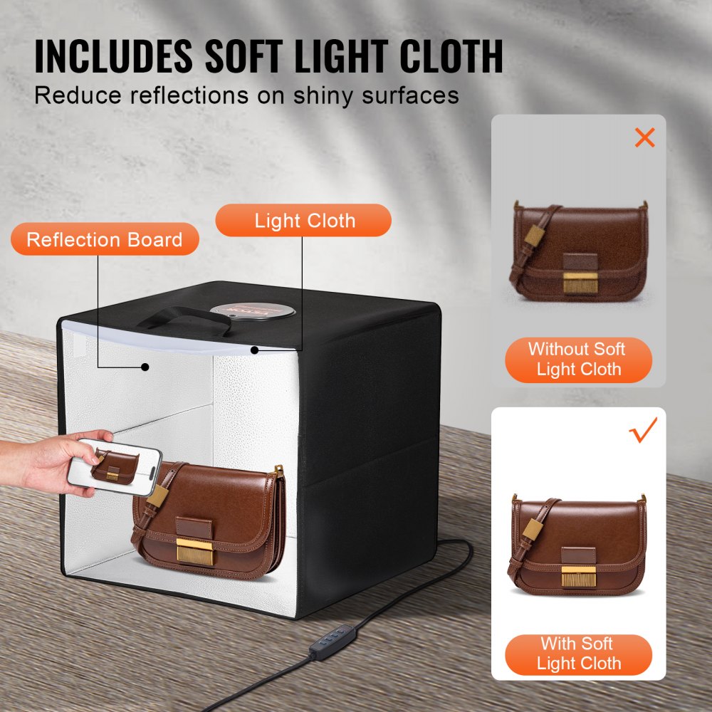 VEVOR 12 x 12 in. 3000-5600K 6 Double-Sided Color Backdrops Photo Studio Light Box