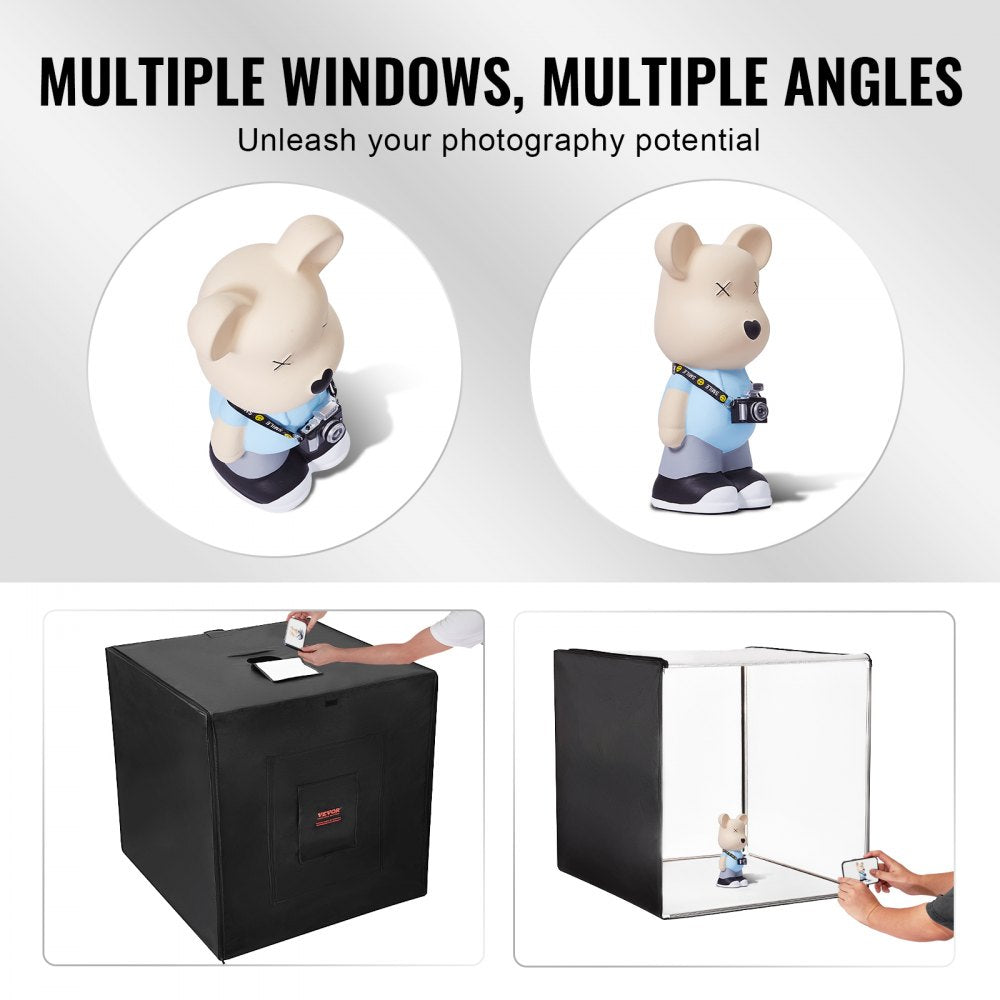 VEVOR Photo Studio Light Box, 32" x 32", 5600K Professional Photo Shooting Tent Kit with 210 LED Lights 5 Backdrops Power Adapter Soft Light Cloth Corner Pieces, High CRI ≥ 95 for Product Photography