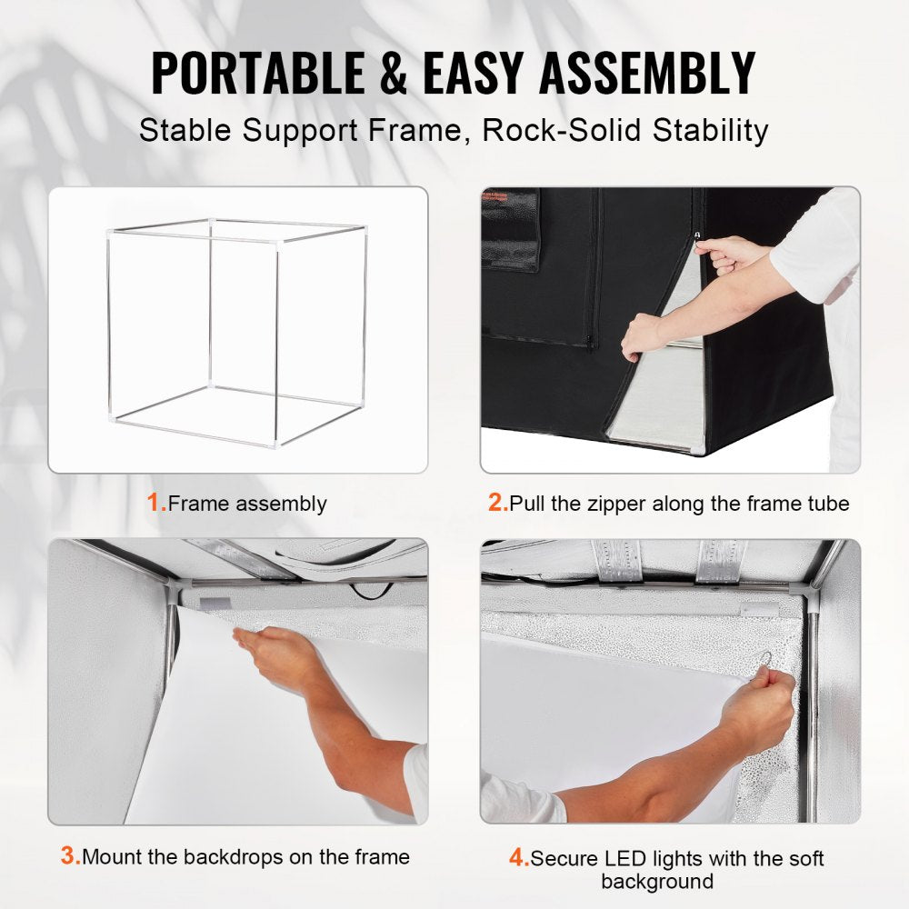 VEVOR Photo Studio Light Box, 32" x 32", 5600K Professional Photo Shooting Tent Kit with 210 LED Lights 5 Backdrops Power Adapter Soft Light Cloth Corner Pieces, High CRI ≥ 95 for Product Photography