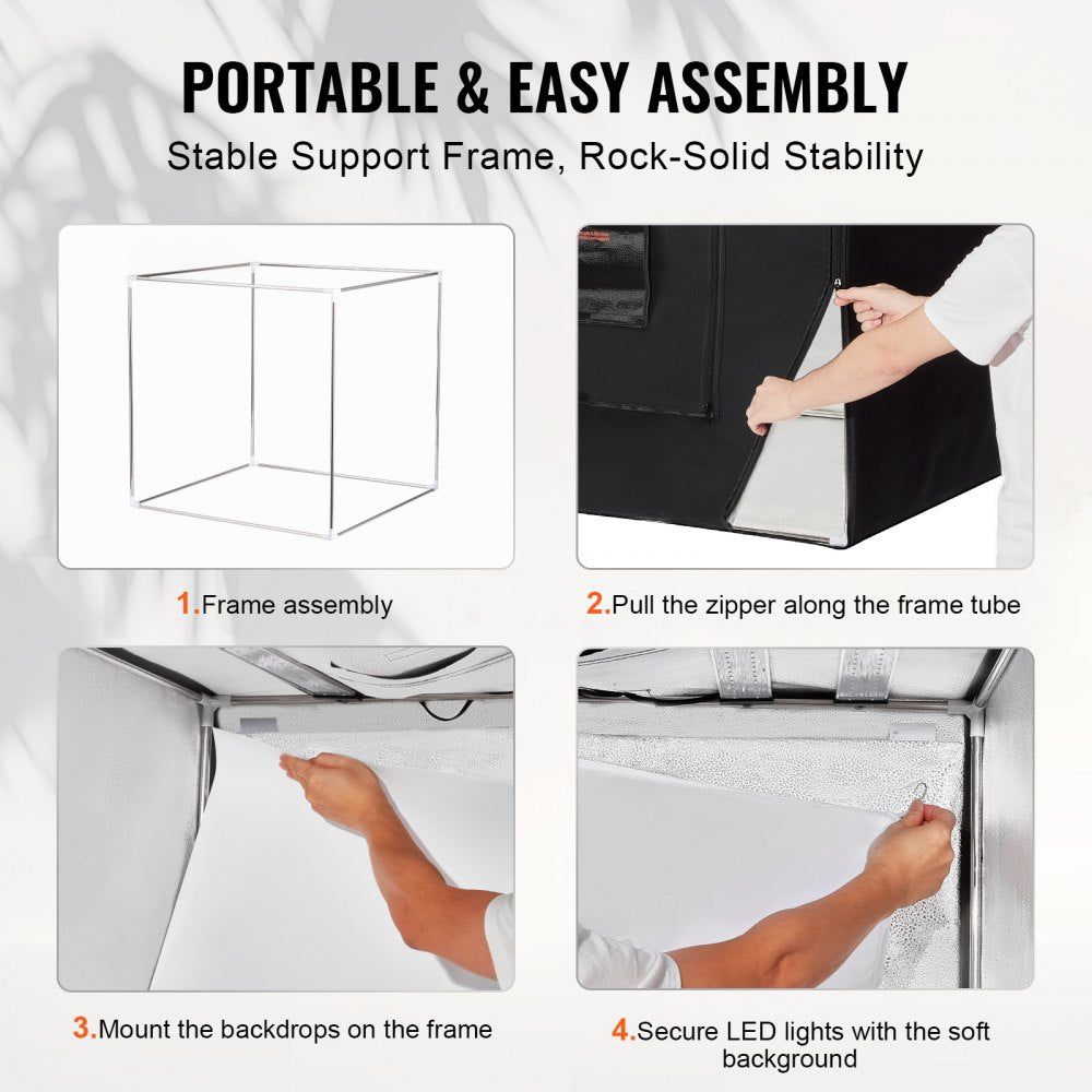 VEVOR Photo Studio Light Box, 39" x 39", 5600K Professional Photo Shooting Tent Kit with 210 LED Lights 5 Backdrops Power Adapter Soft Light Cloth Corner Pieces, High CRI ≥ 95 for Product Photography
