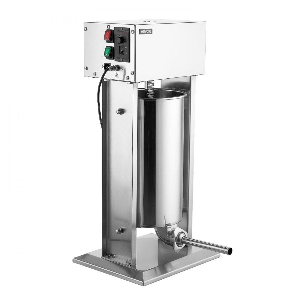 VEVOR Electric Sausage Stuffer 33 lbs Vertical Meat Maker Stainless Steel, for Commercial Use, Stepless Speed Control Meat Stuffer, Sausage Filler Kit, 4 Filling Tubes & Foot Pedal, ETL Approved