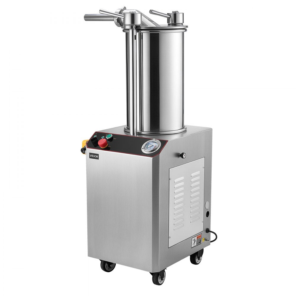 VEVOR Hydraulic Automatic Sausage Stuffer 26L Fixed Tank Meat Maker, for Commercial Use, 18L Mixing Meat Capacity, 750W Vertical Meat Stuffer, Stainless Steel Filler Kit, 4 Filling Tubes