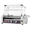 VEVOR Hot Dog Roller, 12 Hot Dog 5 Rollers, Stainless Steel Sausage Grill Cooker, 750W Commercial Hot Dog Machine with Dual Temp Control, Cover, Side Storage Box, Removable Shelf & Oil Drip Tray