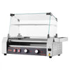 VEVOR Hot Dog Roller, 12 Hot Dog 5 Rollers, Stainless Steel Sausage Grill Cooker, 750W Commercial Hot Dog Machine with Dual Temp Control, Cover, Side Storage Box, Removable Shelf & Oil Drip Tray
