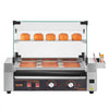 VEVOR Hot Dog Roller, 18 Hot Dog 7 Rollers, Stainless Steel Sausage Grill Cooker, 1050W Commercial Hot Dog Machine with Dual Temp Control, Cover, Side Storage Box, Removable Shelf & Oil Drip Tray