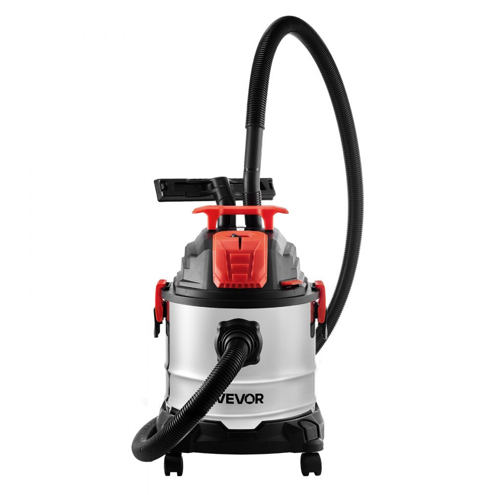 VEVOR Shop Vac, 5.8 Gallon Wet Dry Shop Vacuum, 4 Peak HP with One-Button Self-Cleaning, Dual-Filter, 900W Input Power, 1.25in x 7ft Hose, 9.8ft Cord, Metal Tank for Jobsite, Workshop, Garage, Home