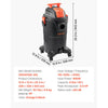 VEVOR Shop Vac, 8 Gallon Wet Dry Shop Vacuum, 4.5 Peak HP Portable with One-Button Self-Cleaning, Dual-Filter, 900W Input Power, 1.25in x 7ft Hose, 9.8ft Cord for Jobsite, Workshop, Garage, Home