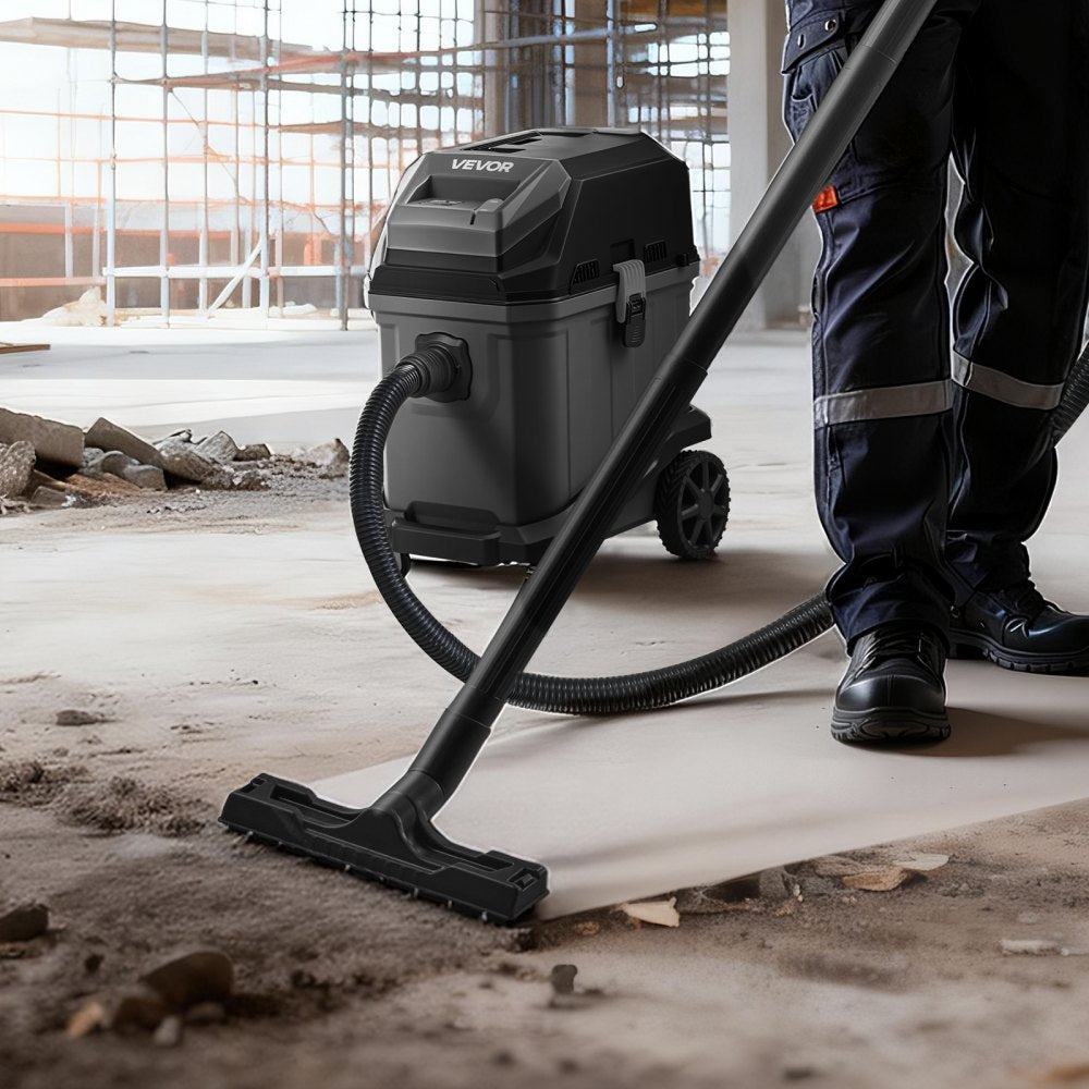 VEVOR Commercial Shop Vac, 11 Gallon Wet Dry Shop Vacuum, 5.5 Peak HP Portable with One-Button Self-Cleaning, 1350W Input, 1.25in x 7ft Hose, 20ft Cord, Industrial-Grade for Jobsite, Workshop