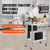 VEVOR Stainless Steel Work Table 30 x 24 x 33 Inch, 700 LBS Load Capacity with 4 Wheels, 3 Adjustable Height Levels, Heavy Duty Food Prep Worktable for Commercial Kitchen Restaurant, Silver