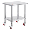 VEVOR Stainless Steel Work Table 30 x 24 x 33 Inch, 700 LBS Load Capacity with 4 Wheels, 3 Adjustable Height Levels, Heavy Duty Food Prep Worktable for Commercial Kitchen Restaurant, Silver