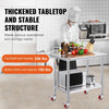 VEVOR Stainless Steel Work Table 35 x 24 x 33 Inch, 700 LBS Load Capacity with 4 Wheels, 3 Adjustable Height Levels, Heavy Duty Food Prep Worktable for Commercial Kitchen Restaurant, Silver
