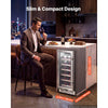 VEVOR 15 inch Wine Fridge 30-Bottle Wine Cooler Refrigerator for Home Bar, Under Counter Built-in or Freestanding Compressor Wine Cellar, with Lock, 41℉-64℉ Temp Control, Glass Door, and LED lighting