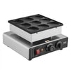 VEVOR Dutch Pancake Maker, 9PCS 76mm Diameter Dorayaki Baker Machine, 850W Commercial Electric Poffertjes Grill, Non-stick Stainless Steel, Temp & Time Control, for Home Kitchen Restaurant Snack Bar