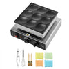 VEVOR Dutch Pancake Maker, 9PCS 76mm Diameter Dorayaki Baker Machine, 850W Commercial Electric Poffertjes Grill, Non-stick Stainless Steel, Temp & Time Control, for Home Kitchen Restaurant Snack Bar