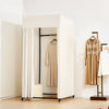 VEVOR Fitting Room, Moveable Dressing Room with Thick Curtains, Privacy Space with Casters and a Sturdy Metal Hook, for Boutique, Mall, Tailor's Store & Outdoor (39 x 39 x 81 in, Black and Beige)