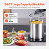 VEVOR Stainless Steel Stockpot, 24 Quart Cooking Pots, Cookware Sauce Pot with Lid, and Handle, Heavy Duty Commercial Grade Stock Pot, Sanding Treatment, for Steaming Boiling or Frying Silver
