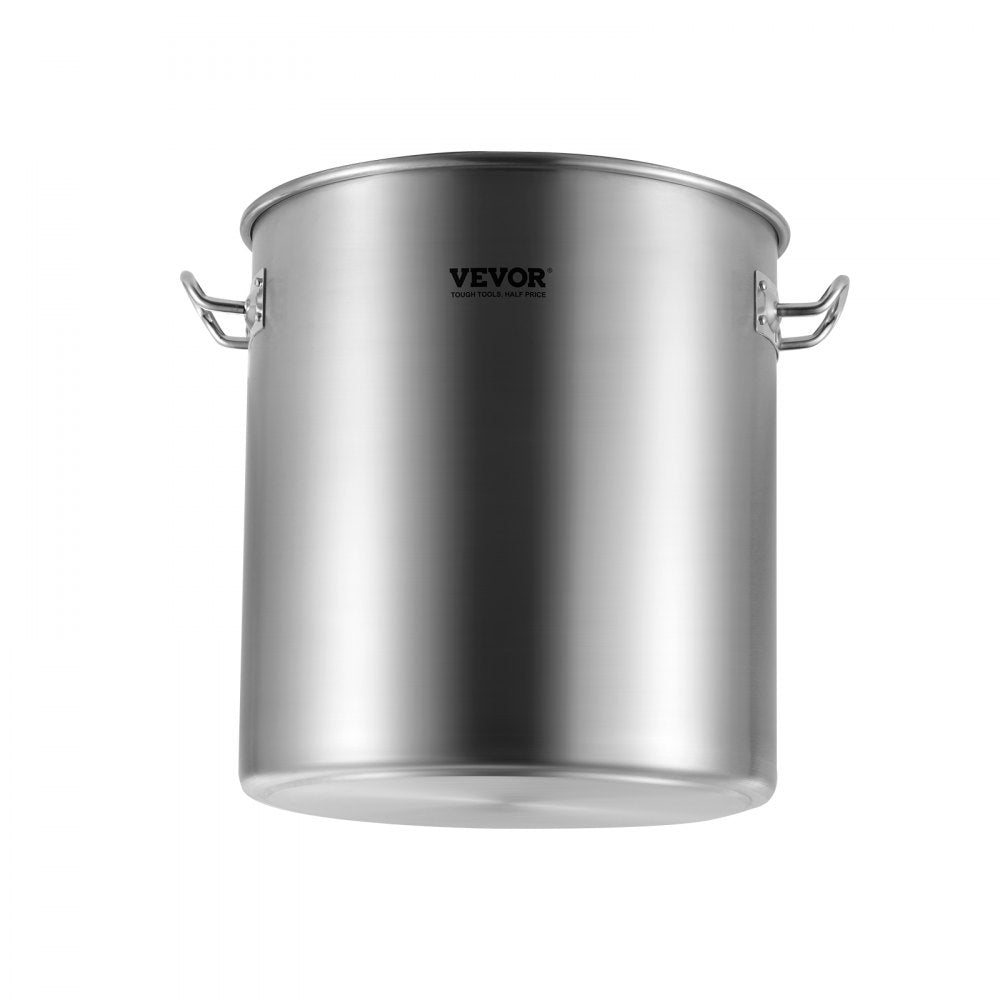VEVOR Stainless Steel Stockpot, 24 Quart Cooking Pots, Cookware Sauce Pot with Lid, and Handle, Heavy Duty Commercial Grade Stock Pot, Sanding Treatment, for Steaming Boiling or Frying Silver
