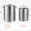 VEVOR Stainless Steel Stockpot, 36 Quart Cooking Pots, Cookware Sauce Pot with Basket, Lid, and Handle, Heavy Duty Commercial Grade Stock Pot, Sanding Treatment, for Steaming Boiling or Frying Silver