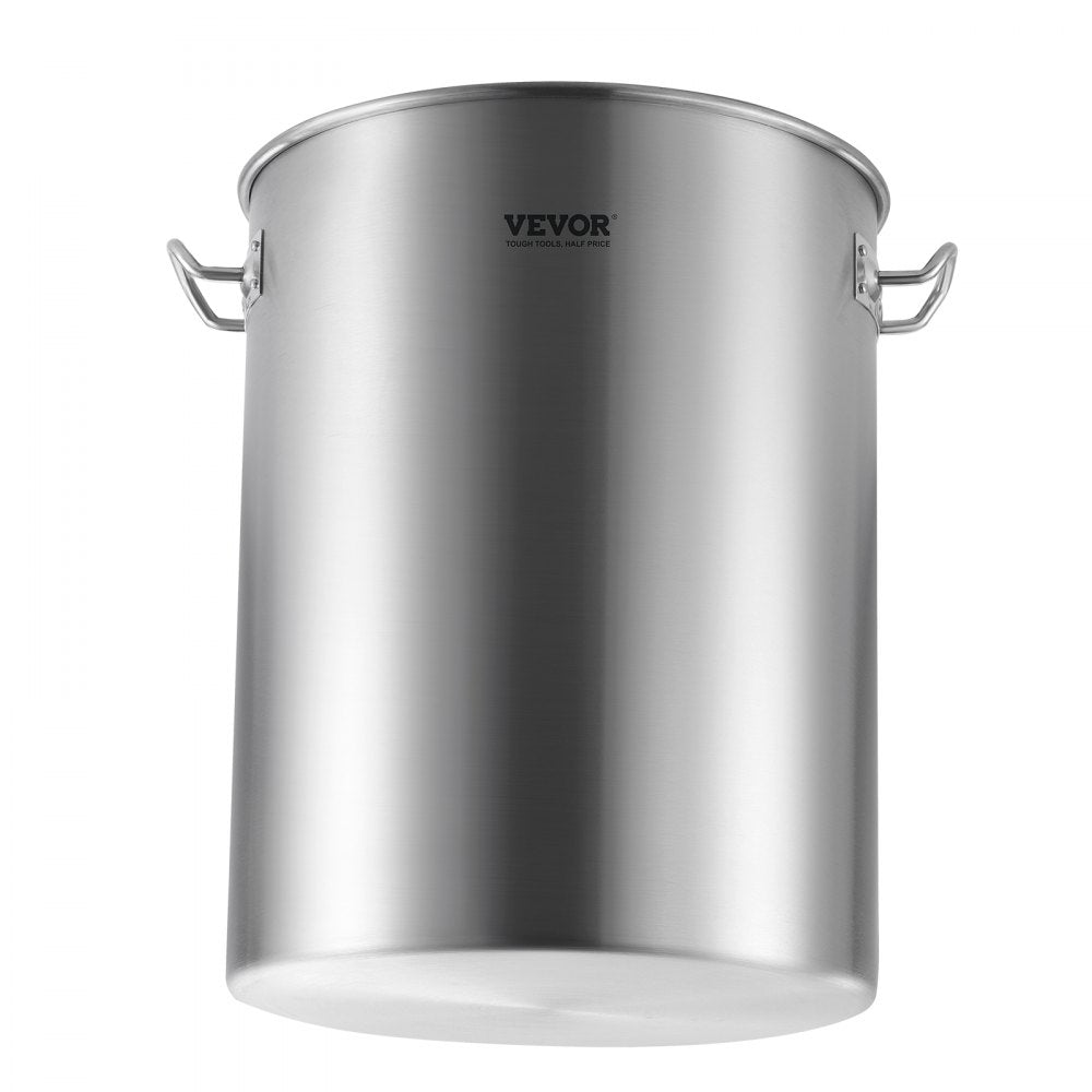 VEVOR Stainless Steel Stockpot, 36 Quart Cooking Pots, Cookware Sauce Pot with Basket, Lid, and Handle, Heavy Duty Commercial Grade Stock Pot, Sanding Treatment, for Steaming Boiling or Frying Silver