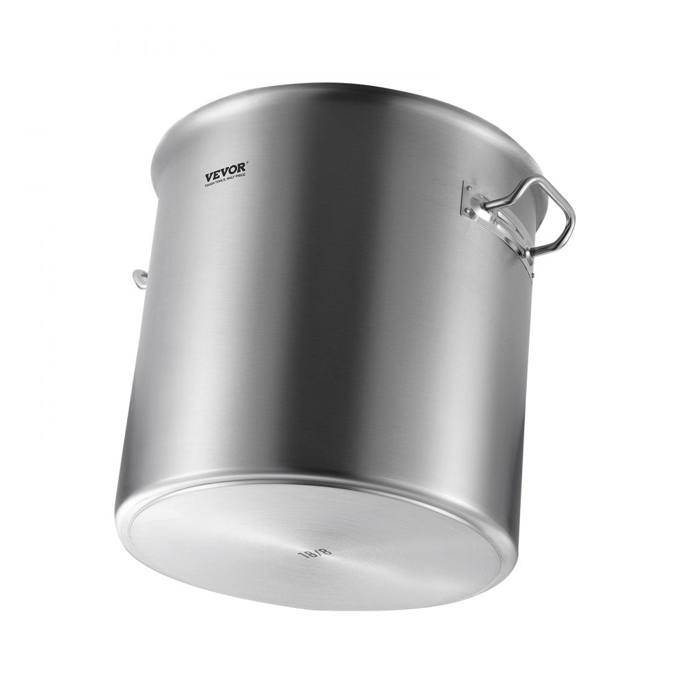 VEVOR Stainless Steel Stockpot, 53 Quart Large Cooking Pots, Cookware Sauce Pot with Lid, and Handle, Heavy Duty Commercial Grade Stock Pot, Sanding Treatment, for Large Groups Events Silver