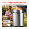 VEVOR Stainless Steel Stockpot, 54L Large Cooking Pots, Cookware Sauce Pot with Basket, Lid, and Handle, Heavy Duty Commercial Grade Stock Pot, Sanding Treatment, for Large Groups Events Silver