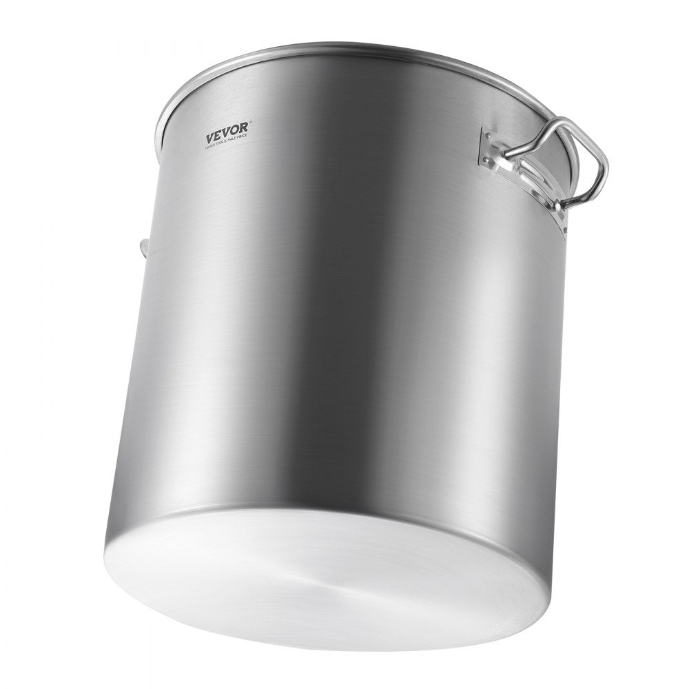 VEVOR Stainless Steel Stockpot, 54L Large Cooking Pots, Cookware Sauce Pot with Basket, Lid, and Handle, Heavy Duty Commercial Grade Stock Pot, Sanding Treatment, for Large Groups Events Silver