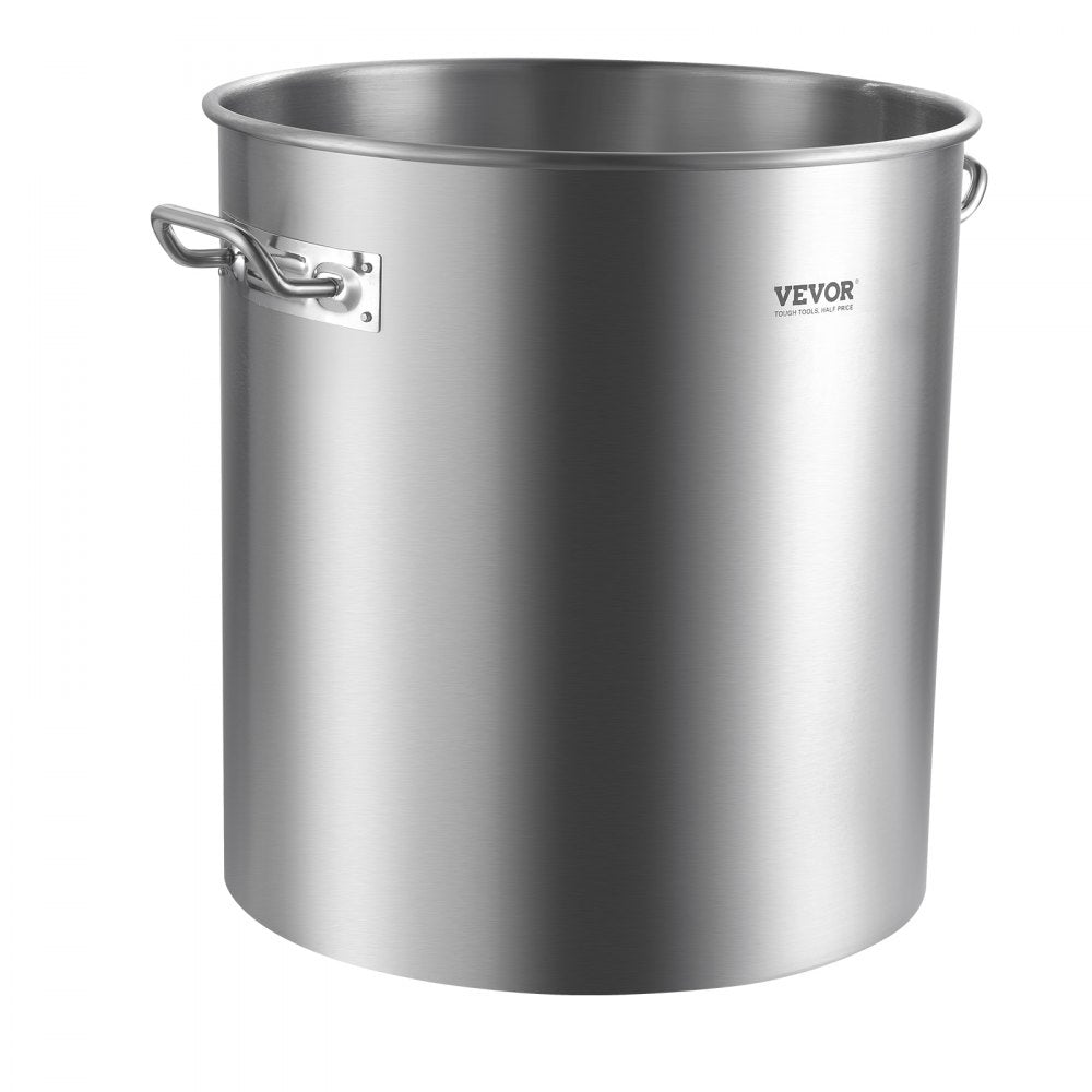 VEVOR Stainless Steel Stockpot, 54L Large Cooking Pots, Cookware Sauce Pot with Basket, Lid, and Handle, Heavy Duty Commercial Grade Stock Pot, Sanding Treatment, for Large Groups Events Silver