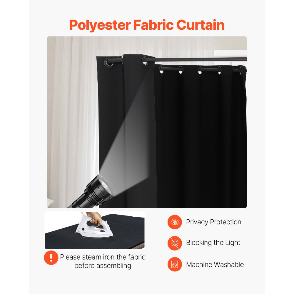 VEVOR Fitting Room, Portable Changing Room with Thick Polyester Curtains, Double Dressing Rooms with Partition Curtains, for Boutique, Mall, Studio, Tailor's Store & Office 79 x 39 x 79 in (Black)